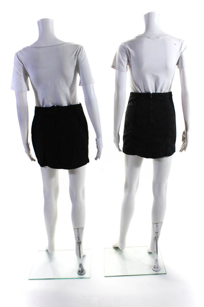 Free People Adika Womens Denim Zippered A Line Short Skirts Black Size 4 M Lot 2