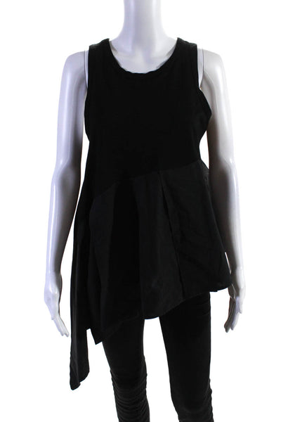 M&C Women's Scoop Neck Sleeveless Asymmetrical Blouse Black Size M