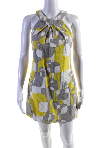 Trina Turk Women's Round Neck Sleeveless Pockets A-Line Mini Dress Gray Size 2