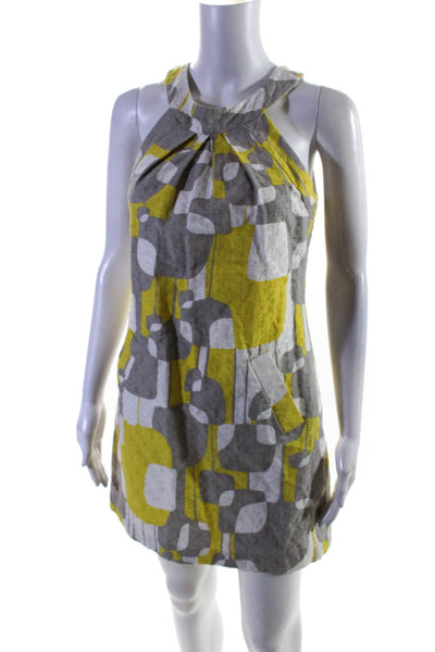 Trina Turk Women's Round Neck Sleeveless Pockets A-Line Mini Dress Gray Size 2