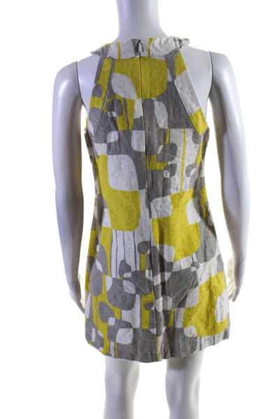 Trina Turk Women's Round Neck Sleeveless Pockets A-Line Mini Dress Gray Size 2