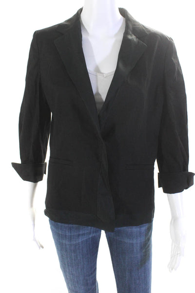 Elie Tahari Womens One-Snapped Buttoned Long Sleeve Collared Black Size 10