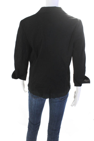 Elie Tahari Womens One-Snapped Buttoned Long Sleeve Collared Black Size 10