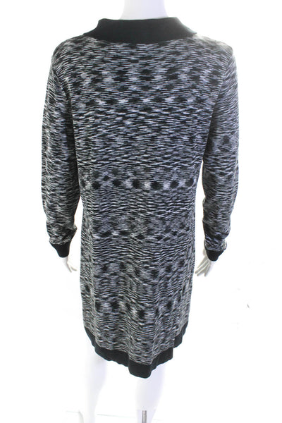 Missoni Womens Striped Collared Buttoned Long Sleeve Sweater Dress Black Size S