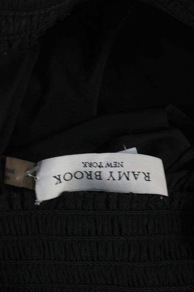 Ramy Brook Womens Ruche Slip-On Pullover Short Sleeve Blouson Dress Black Size S