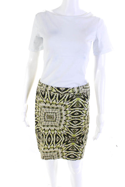 Etcetera Womens Cotton Abstract Striped Zipped A-Line Short Skirt Green Size 2