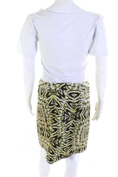 Etcetera Womens Cotton Abstract Striped Zipped A-Line Short Skirt Green Size 2