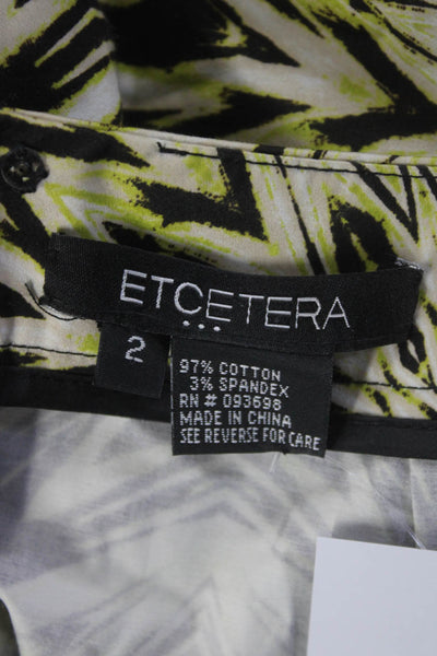 Etcetera Womens Cotton Abstract Striped Zipped A-Line Short Skirt Green Size 2