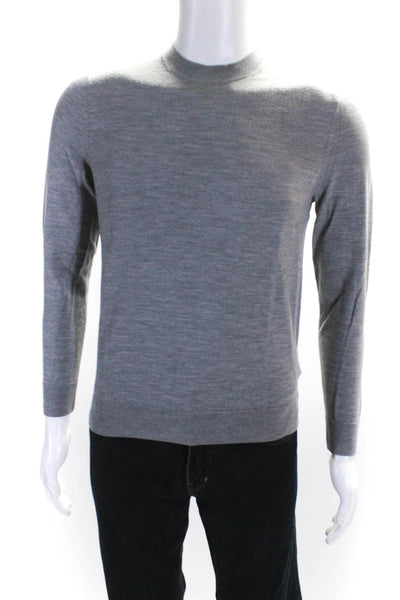 COS Mens Wool Knit Ribbed Hem Long Sleeve Crewneck Sweater Heather Gray Size S