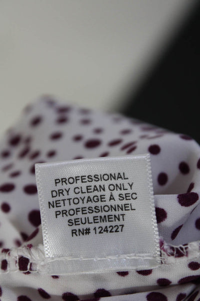 Misa Womens Polka Dot Ruffle V-Neck Short Sleeve Button Up Dress Purple Size S