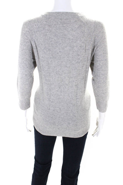Autumn Cashmere Womens Cashmere Floral Print Pullover Sweater Gray Size S
