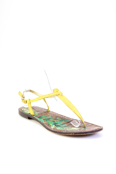 Sam Edelman Womens Round Toe Ankle Strap Thong Sandals Flats Yellow Size 7.5