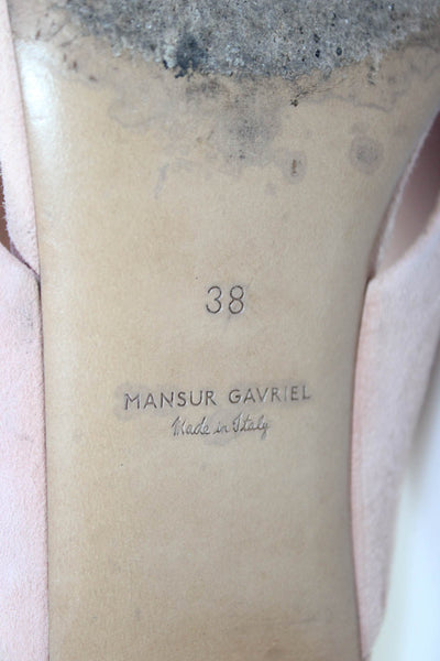 Mansur Gavriel Womens Blush Suede Criss Cross Block Heels Sandals Shoes Size 8