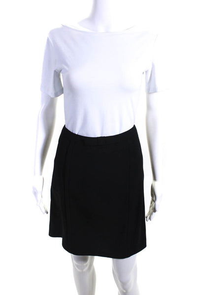 Tracy Reese Womens Black Bow Front Pleated Knee Length A-line Skirt Size 8