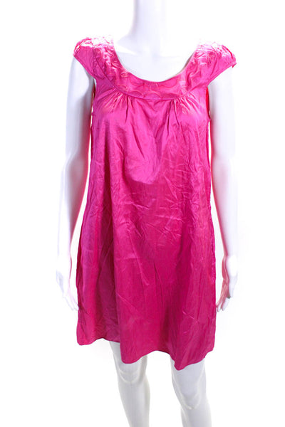 Calypso Saint Barth Womens Fuschia Silk Scoop Neck Sleeveless A-line Dress SizeS