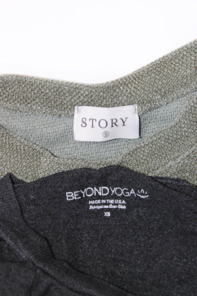 Beyond Yoga Story Womens Long Sleeve Tee Tops Gray Size XS S Lot 2