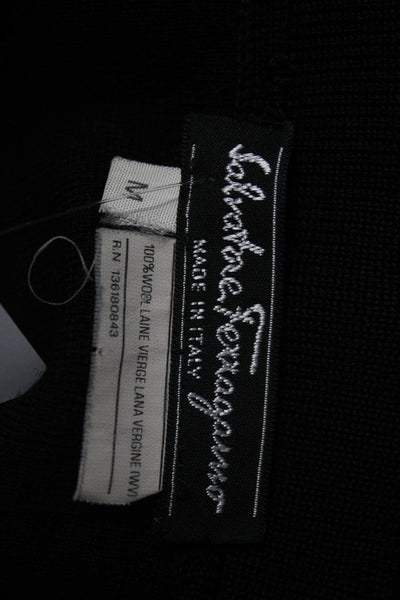 Salvatore Ferragamo Womens Black Wool Stretch A-Line Sweater Skirt Size M