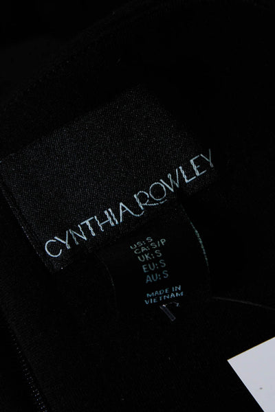 Cynthia Rowley Womens Gem Stoned Round Neck Sleeveless Zip Blouse Black Size S