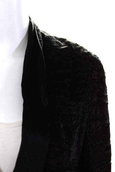 Haute Hippie Womens Animal Print Button Collared Long Sleeve Blazer Black Size 4