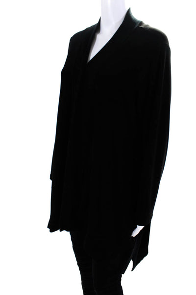 Sympli Womens Long Sleeves Open Front Throw Over Blouse Black Size Large