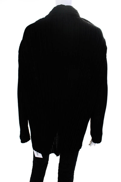 Lafayette 148 New York Womens Open Front Pleated Sweater Black Size 2X