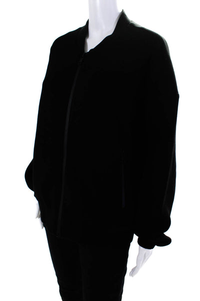Elliott Lauren Womens Long Sleeve Front Zip Crew Neck Jacket Black Size Large