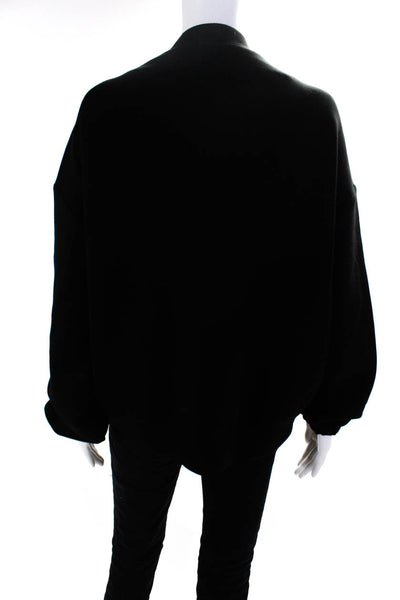 Elliott Lauren Womens Long Sleeve Front Zip Crew Neck Jacket Black Size Large