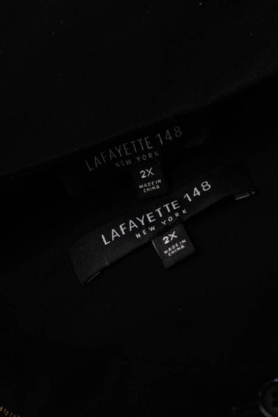 Lafayette 148 New York Womens Button Front Paisley Sheer Shirt Black Brown 2X