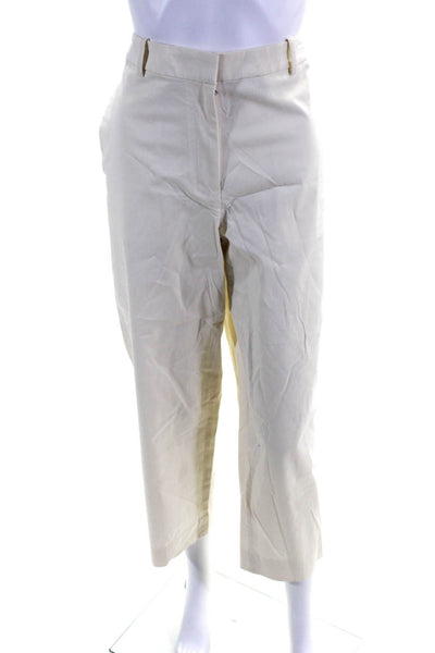 Theory Womens Cotton Hook & Eye Zipped Straight Leg Casual Pants White Size 4