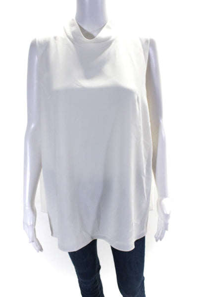 Lafayette 148 New York Womens Back Zipped Sleeveless Blouse Top White Size L