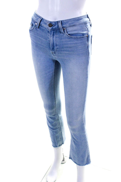 Paige Womens Cotton 5 Pocket Zip Fly Mid-Rise Cropped Flare Jeans Blue Size 23