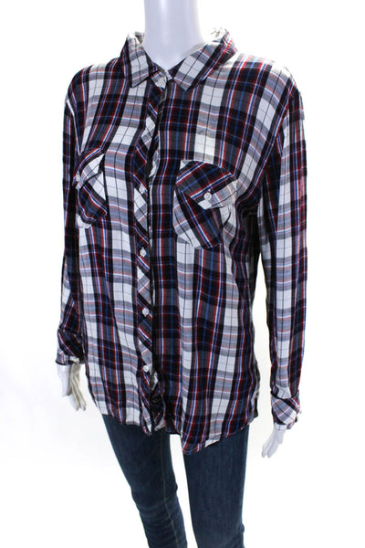 Rails Womens Plaid Collared Long Sleeve Button Up Blouse Top Red Size M