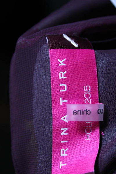 Trina Turk Womens Silk Floral Print V-Neck Tank Top Blouse Multicolor Size S