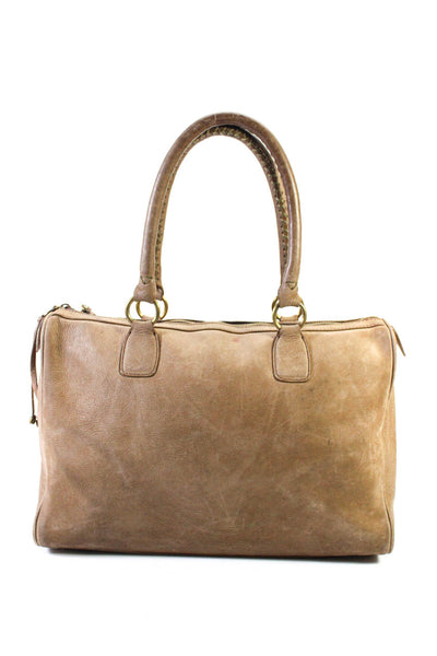 Kendall Conrad Womens Patchwork Textured Zipped Tassel Doctor Handbag Brown