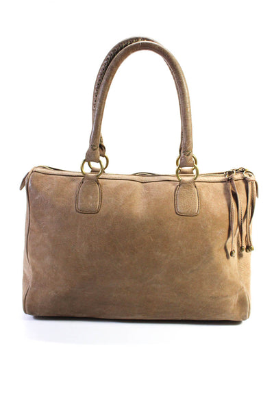 Kendall Conrad Womens Patchwork Textured Zipped Tassel Doctor Handbag Brown