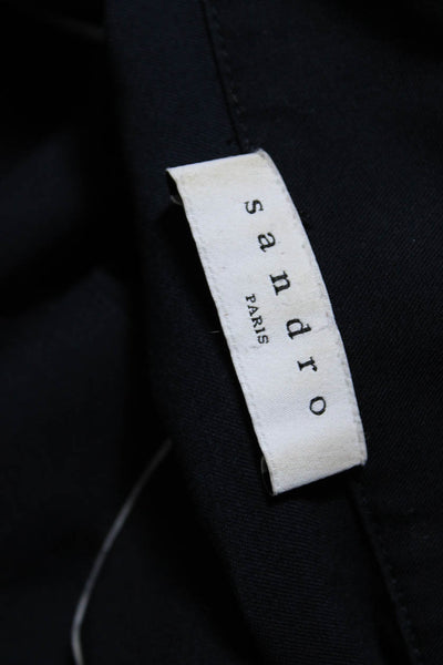 Sandro Womens Long Sleeves Button Down Shirt Black Size Medium