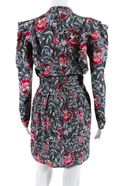 Isabel Marant Etoile Women's Floral Mock Neck Silk Mini Dress Multicolor Size 34