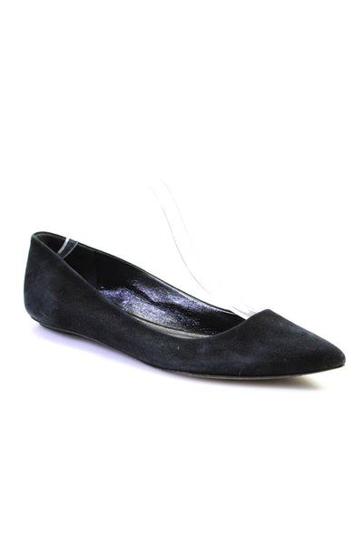 Sergio Rossi Womens Suede Pointed Toe Slide On Ballet Flats Black Size 39 9