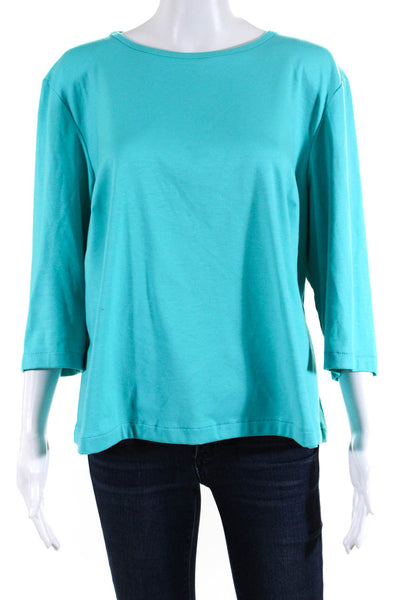 Lafayette 148 New York Womens Cotton Long Sleeve Blouse Top Blue Size 2X