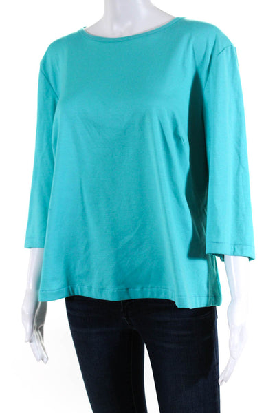 Lafayette 148 New York Womens Cotton Long Sleeve Blouse Top Blue Size 2X