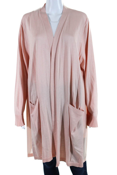 Lafayette 148 New York Womens Silk Blend Longline Cardigan Sweater Peach Size 2X