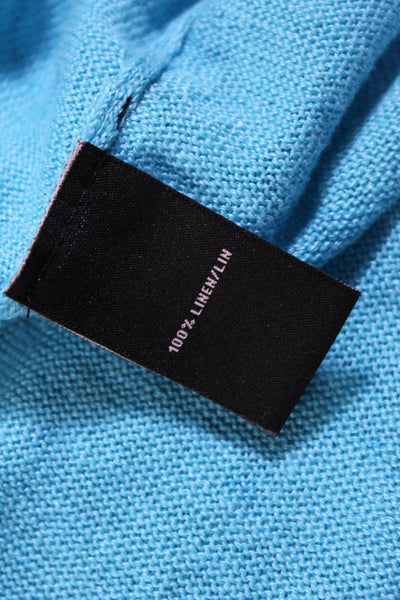 Lafayette 148 New York Womens Linen Open Front Cardigan Sweater Blue Size 2X