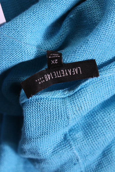 Lafayette 148 New York Womens Linen Open Front Cardigan Sweater Blue Size 2X