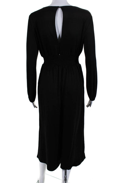 Hutch Women's V-Neck Long Sleeves Smocked Waist Jumpsuit Black Size XS