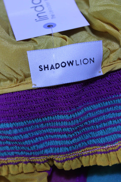 Shadow Lion Womens Off Shoulder Chiffon Top Blouse Green Purple Yellow Medium
