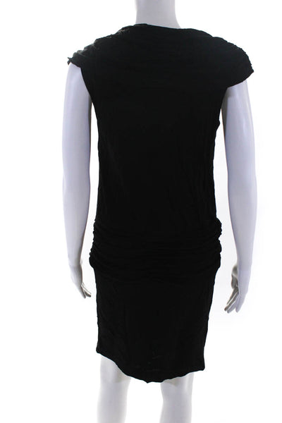 Ronny Kobo Womens Draped Matte Jersey Cowl Neck Sheath Dress Black Size Small