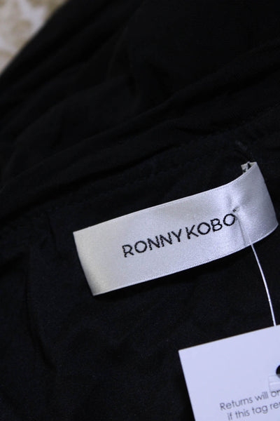 Ronny Kobo Womens Draped Matte Jersey Cowl Neck Sheath Dress Black Size Small