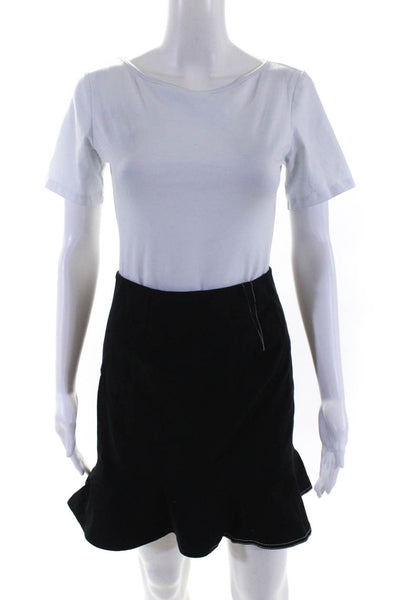 Idle Assembly Womens Ruffle Hem Contrast Stitch Mini Skirt Black Size Small