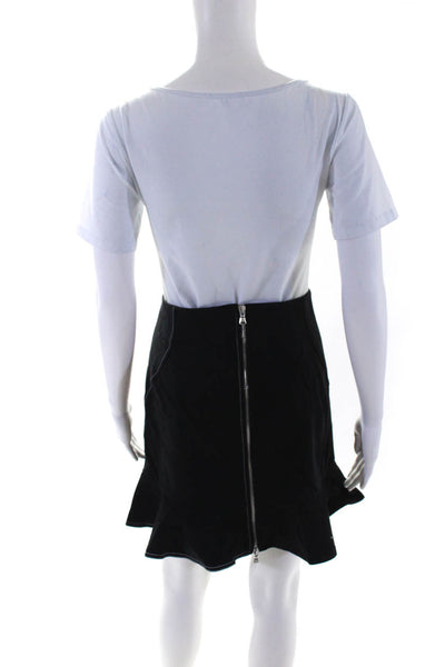 Idle Assembly Womens Ruffle Hem Contrast Stitch Mini Skirt Black Size Small