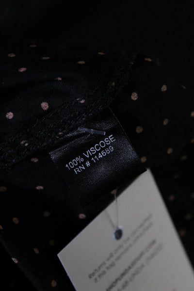 Cino Womens Polka Dot Print Long Sleeve Button Down Shirt Top Black Size XS